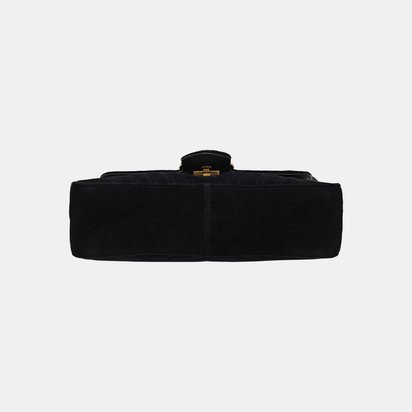 GG Marmont Medium Quilted Velvet Black