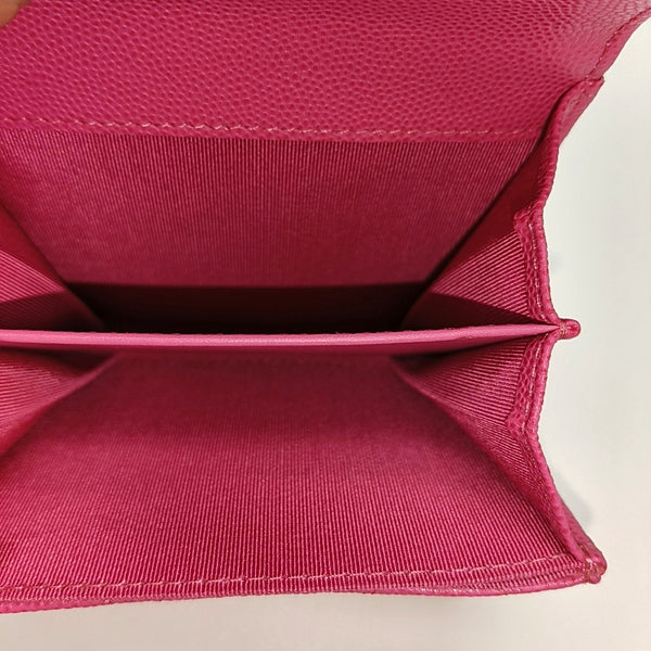 Authenticated pre-owned CLASSIC FLAP Quilted Grained Calfskin Pink Card Holder - Wallet at Looply