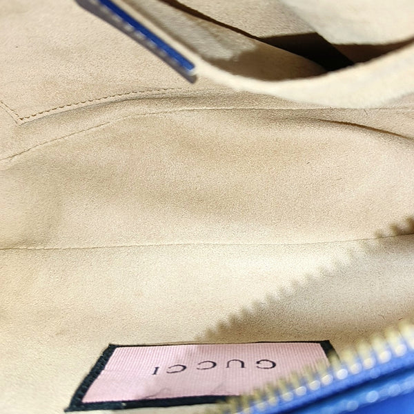 Authenticated pre-owned GG Marmont Small Quilted Calfskin Blue - Shoulder Bag at Looply
