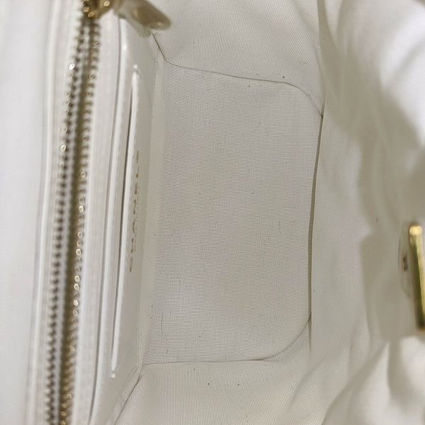 Quilted Grained Calfskin Backpack White