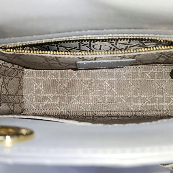 Authenticated pre-owned Lady Dior Small Quilted Lambskin Grey - Tote Bag at Looply
