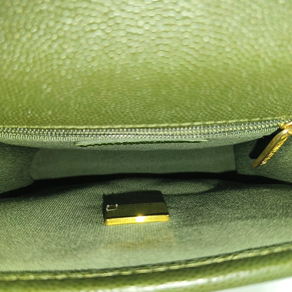 Quilted Grained Calfskin Small Green