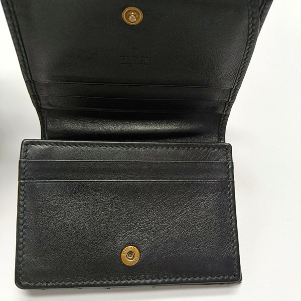 GG Marmont Mini Quilted Calfskin Black Card Holder