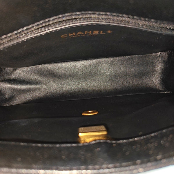 23P Large Quilted Grained Calfskin Black