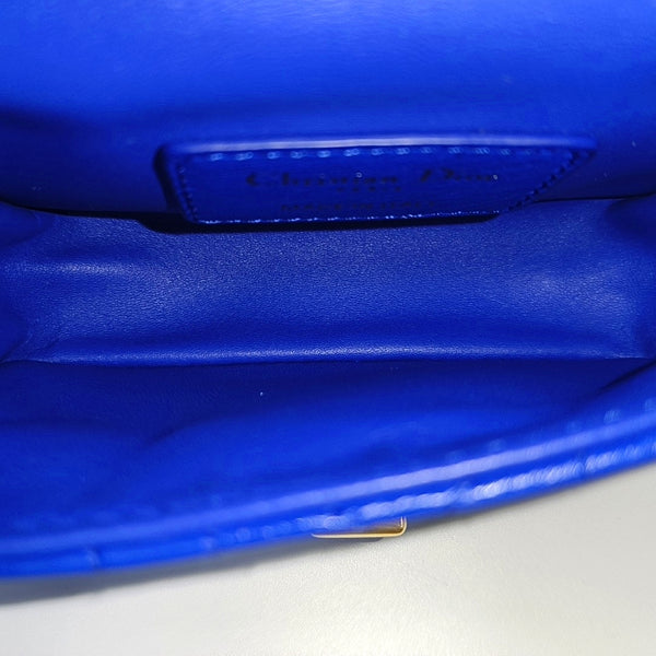 Authenticated pre-owned Dior Caro Super Mini Quilted Calfskin Blue - Shoulder Bag at Looply
