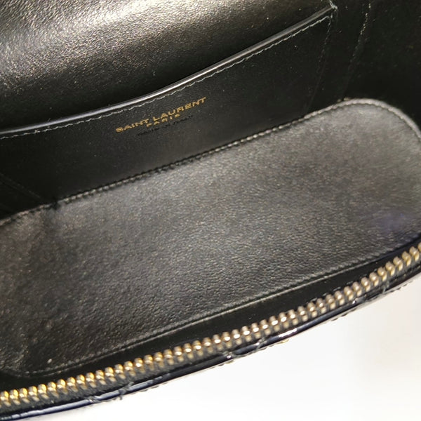 80'S VANITY Quilted Patent Leather Black
