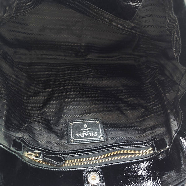 Patent Leather Top Handle Bag Black