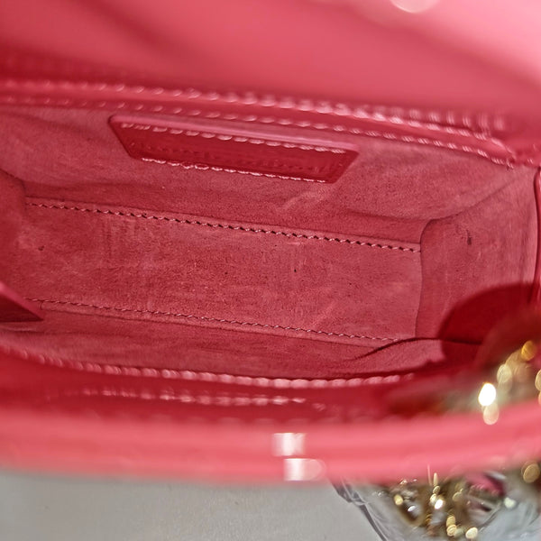 Lady Dior Mini Cannage Patent Calfskin Pink