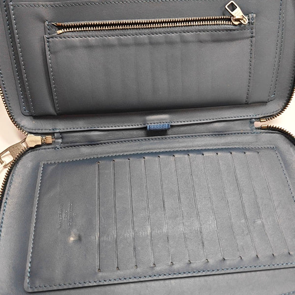 ATOLL Damier Calfskin Blue Wallet