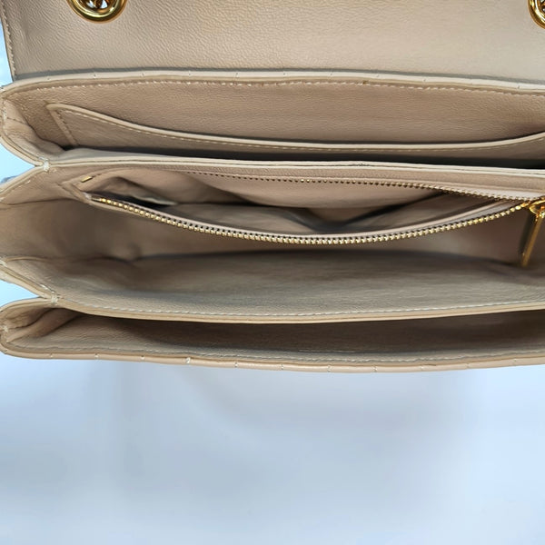 C Medium Quilted Calfskin Beige