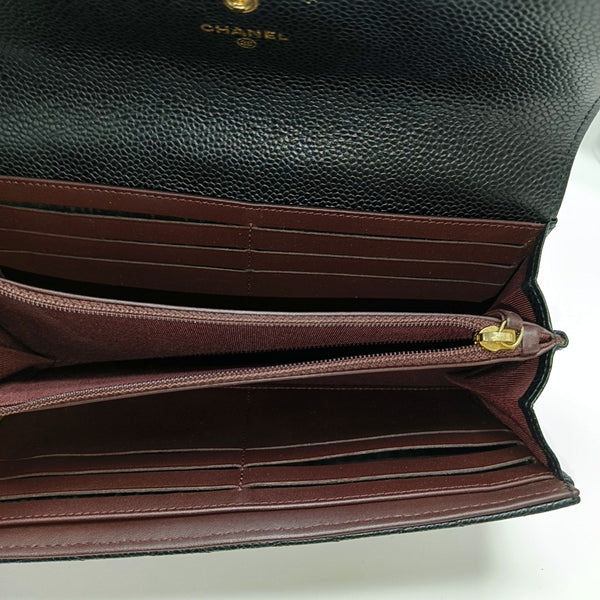 CLASSIC FLAP Mini Quilted Grained Calfskin Black Wallet