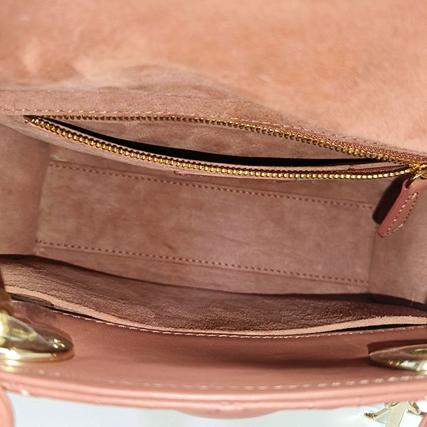 Authenticated pre-owned Lady Dior Small Quilted Lambskin Beige - Shoulder Bag at Looply