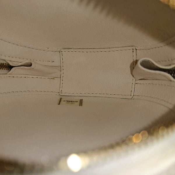 ROUND Quilted Lambskin White