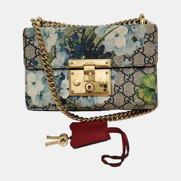 Padlock Small Monogram Coated Canvas Beige