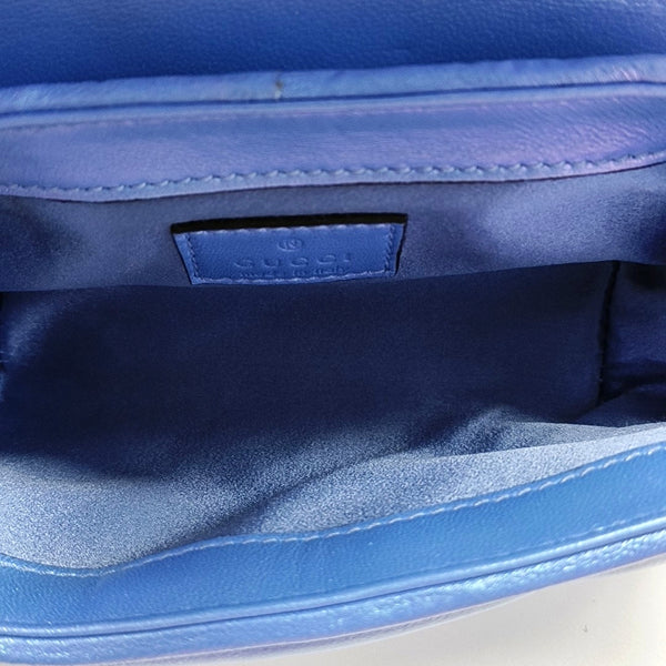 GG Marmont Super Mini Lambskin Blue