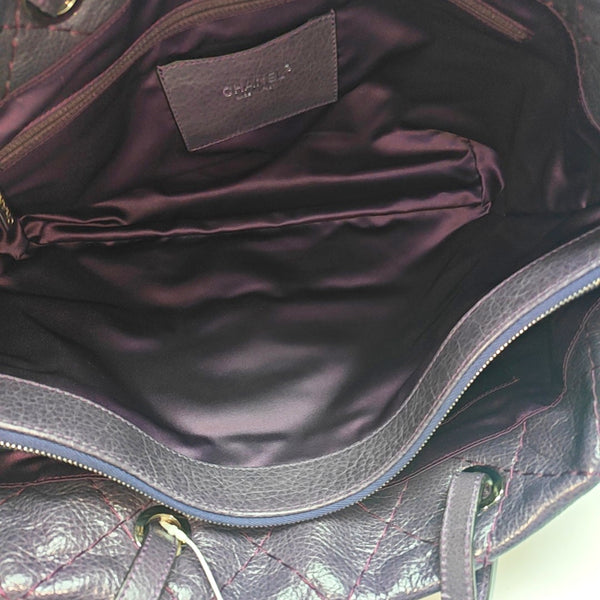 Quilted Calfskin Tote Bag Purple
