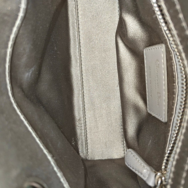 Lady Dior Mini Cannage Silk Satin Gray