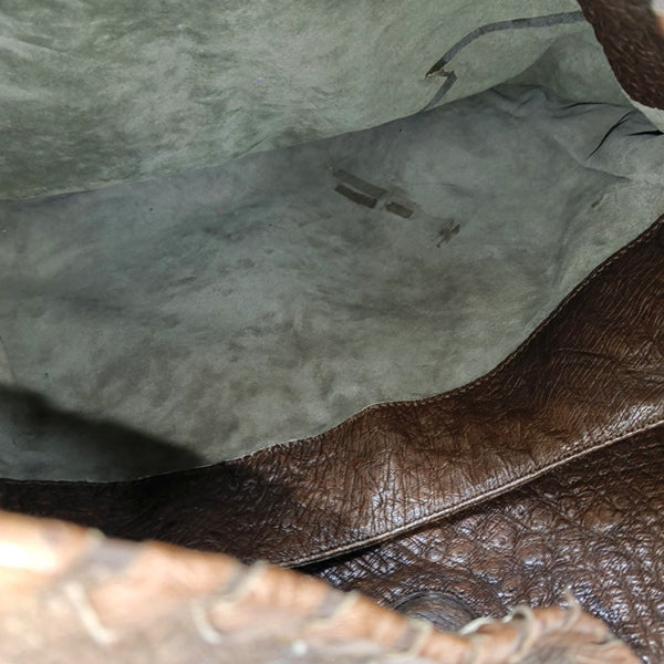 Ostrich Top Handle Bag Brown
