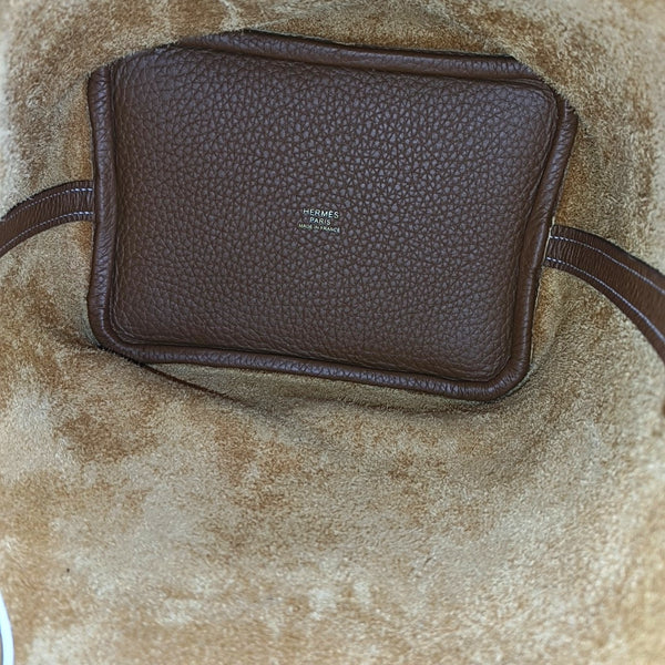 Authenticated pre-owned Picotin Lock 18 Clemence Brown - Bucket Bag at Looply