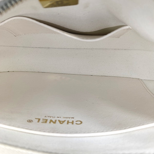CHANEL 19 Small Quilted Calfskin White