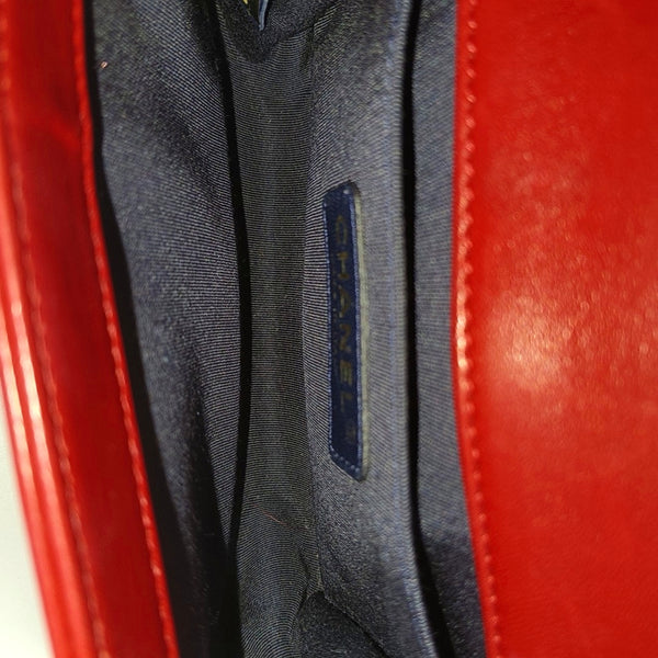BOY CHANEL Small Quilted Velvet Red