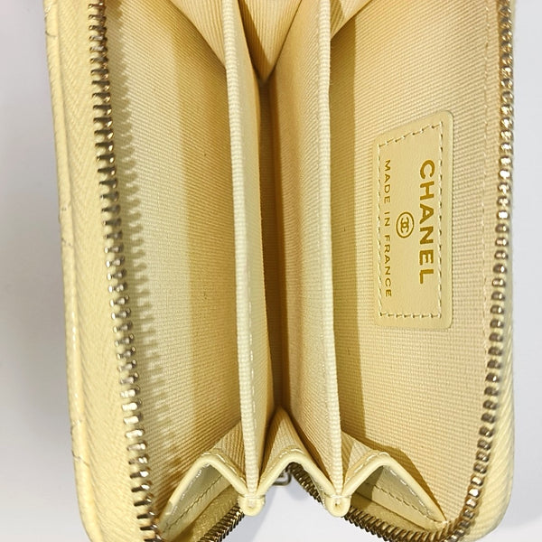 Quilted Grained Calfskin Card Holder Yellow