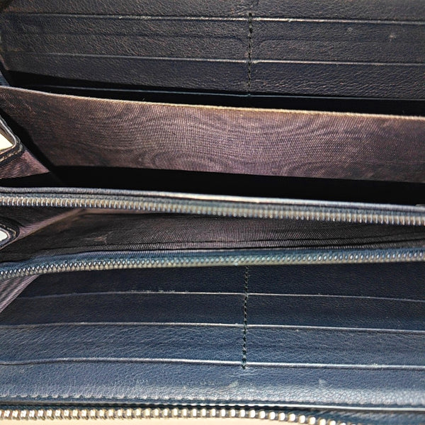 Ligne Shima Monogram Calfskin Blue Wallet