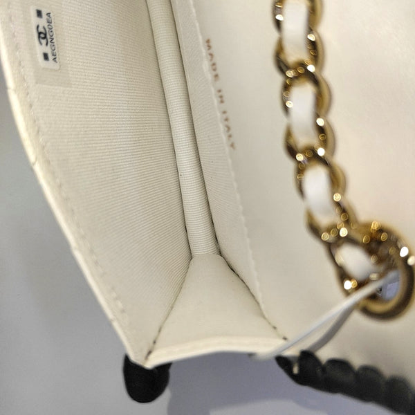 Quilted Lambskin Shoulder Bag White