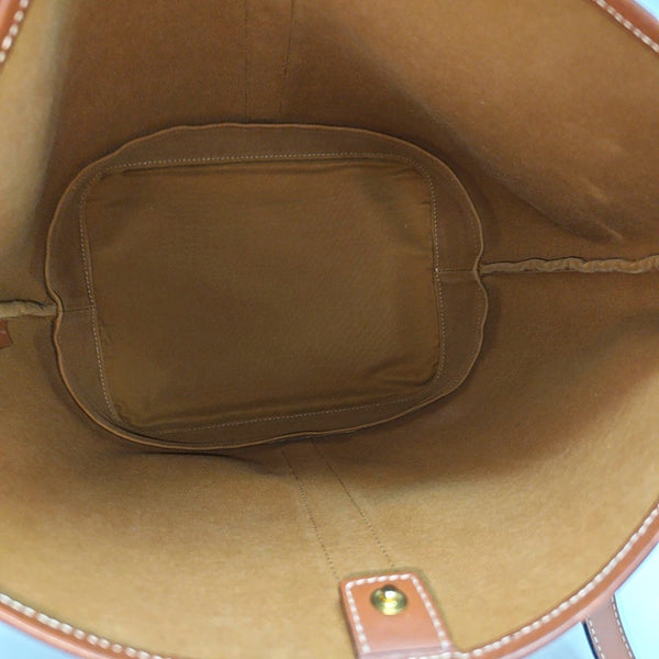 Authenticated pre-owned TRIOMPHE CANVAS Medium Coated Canvas Brown - Bucket Bag at Looply