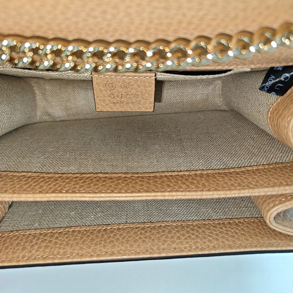 Interlocking G Small Calfskin Beige