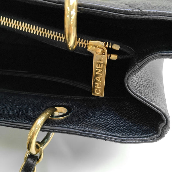 CHANEL GST Large Quilted Grained Calfskin Black