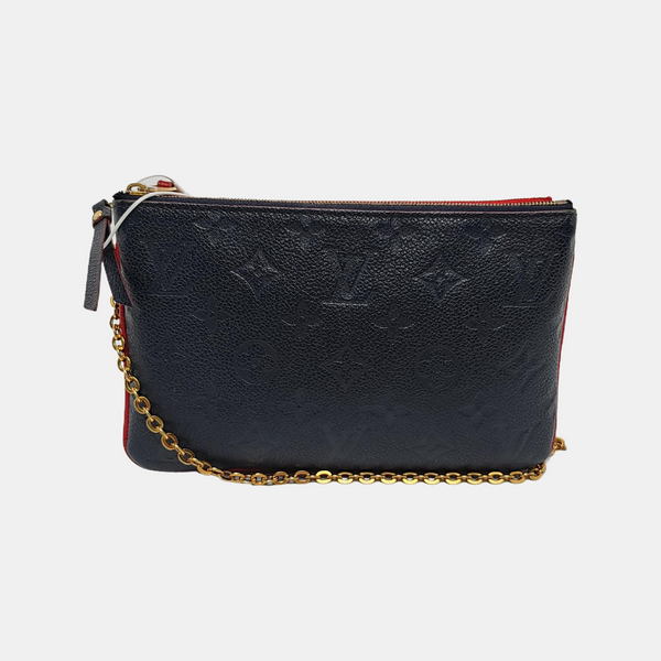 DOUBLE ZIP Monogram Calfskin Blue