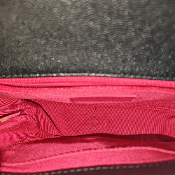 Quilted Grained Calfskin Shoulder Bag Black