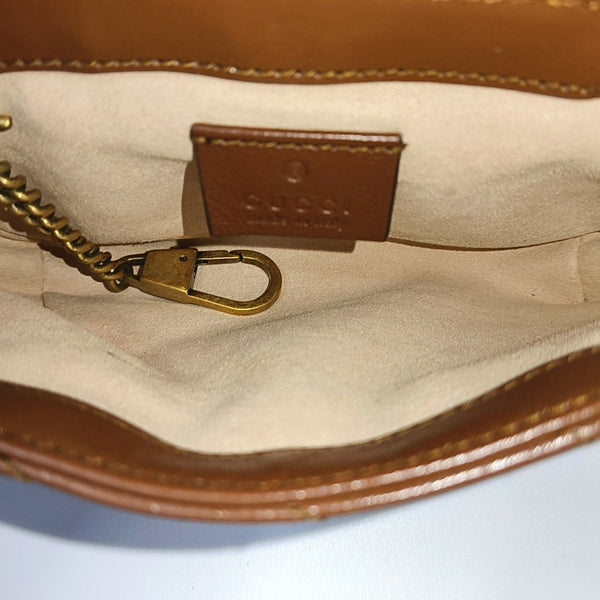GG Marmont Mini Quilted Calfskin Brown