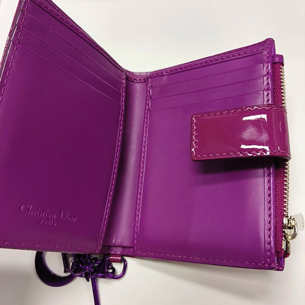 Authenticated pre-owned Lady Dior Cannage Patent Leather Purple Wallet - Wallet at Looply