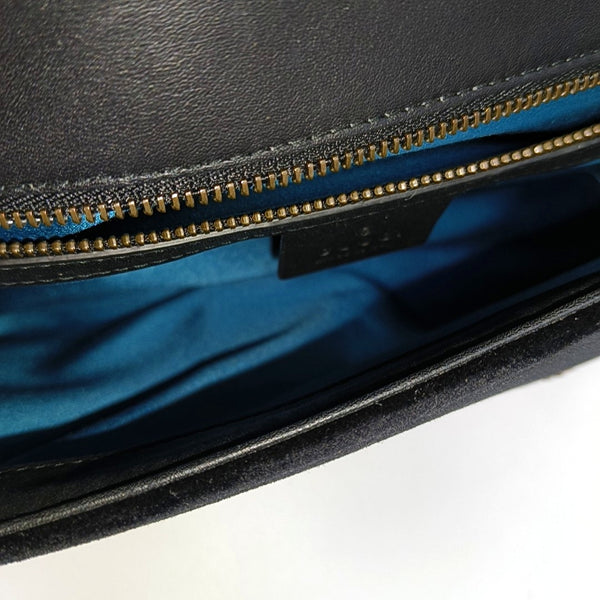 Authenticated pre-owned GG Marmont Medium Quilted Velvet Black - Shoulder Bag at Looply