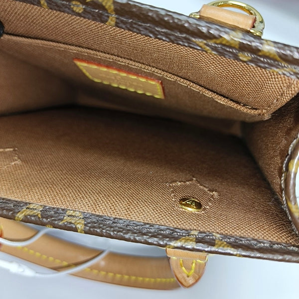 SAC PLAT Mini Monogram Coated Canvas Brown