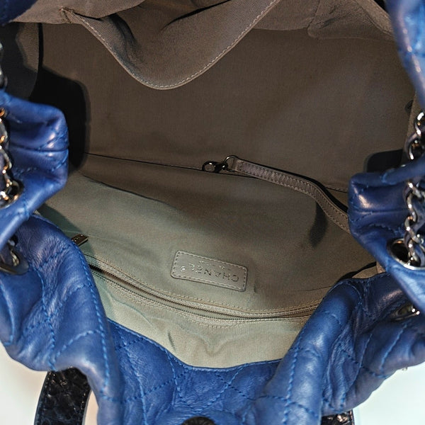 Quilted Calfskin Shoulder Bag Blue