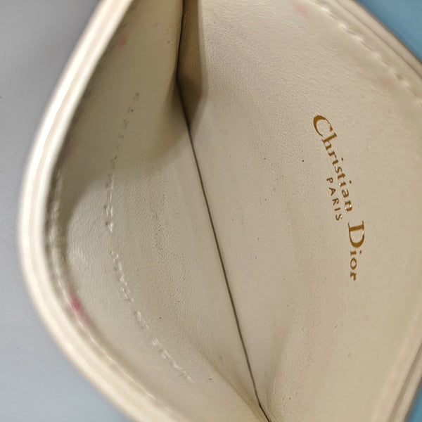 Lady Dior Cannage Calfskin White Card Holder