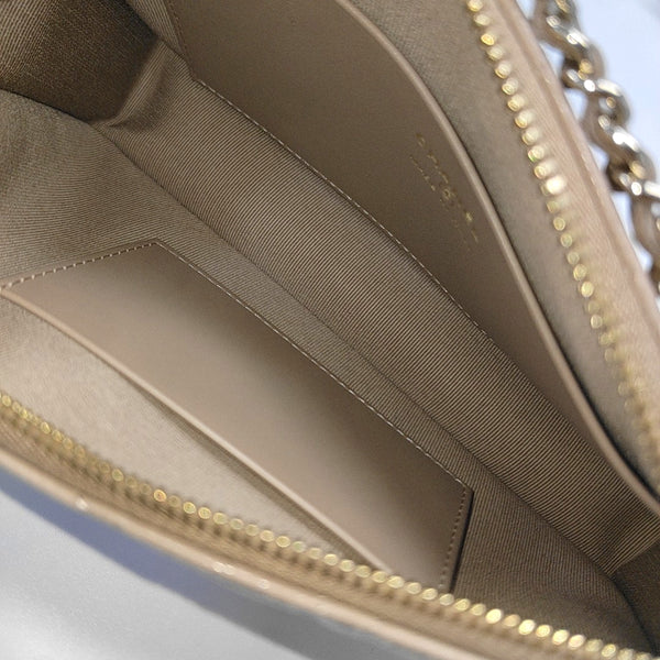Quilted Grained Calfskin Shoulder Bag Beige