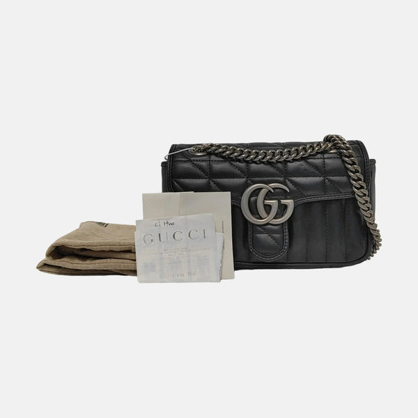GG Marmont Small Quilted Calfskin Black
