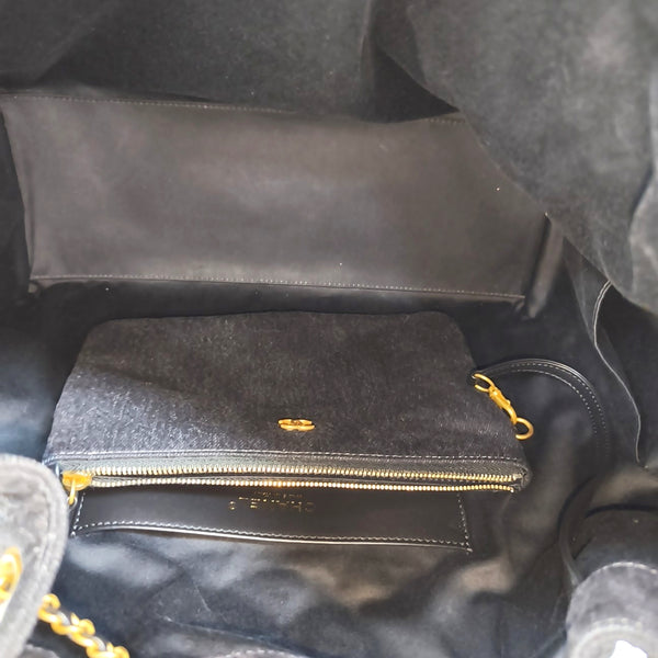CHANEL 25 Quilted Denim Black