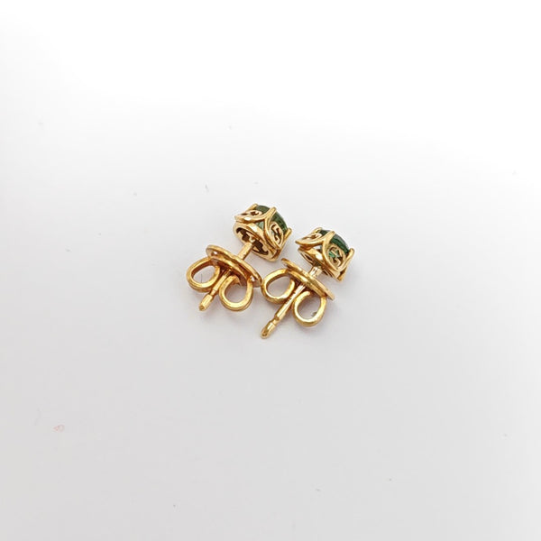 18k Gold Green Stud Earrings
