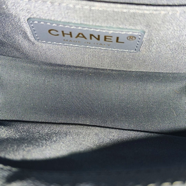 BOY CHANEL Small Chevron, Quilted Grained Calfskin Blue