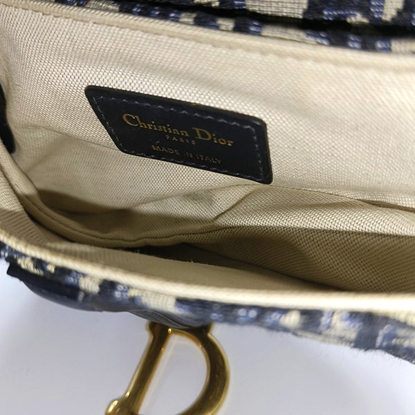 Authenticated pre-owned Saddle Mini Oblique Canvas Blue - Shoulder Bag at Looply