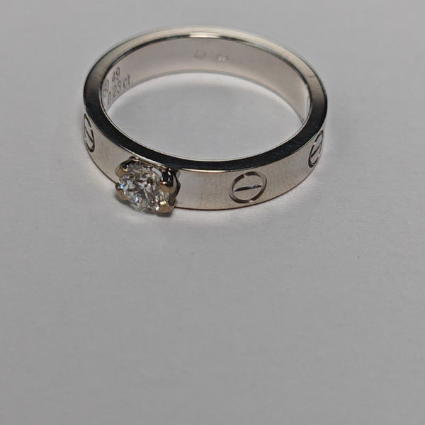 LOVE 18k White Gold Silver Ring EU 49
