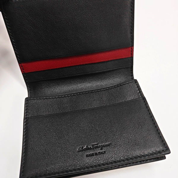 Gancini Coated Canvas Black Card Holder