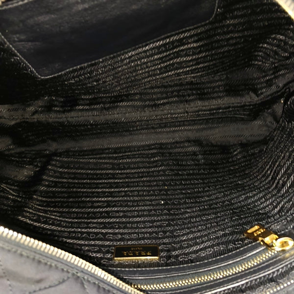 Quilted Nylon Shoulder Bag Black