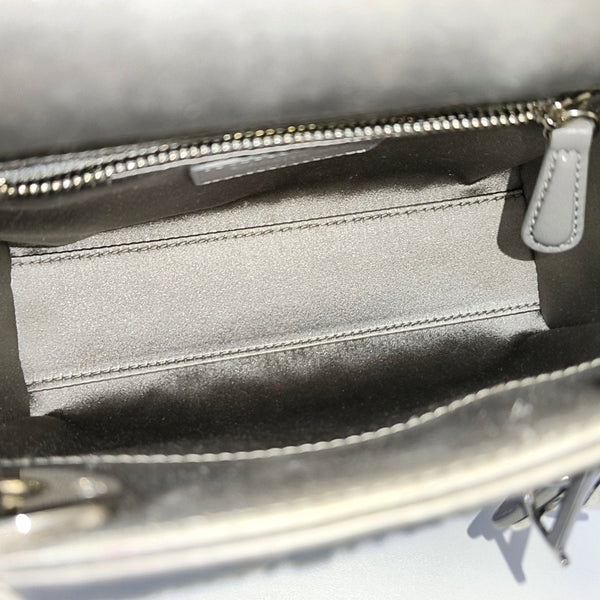 Lady Dior Mini Cannage Silk Satin Gray