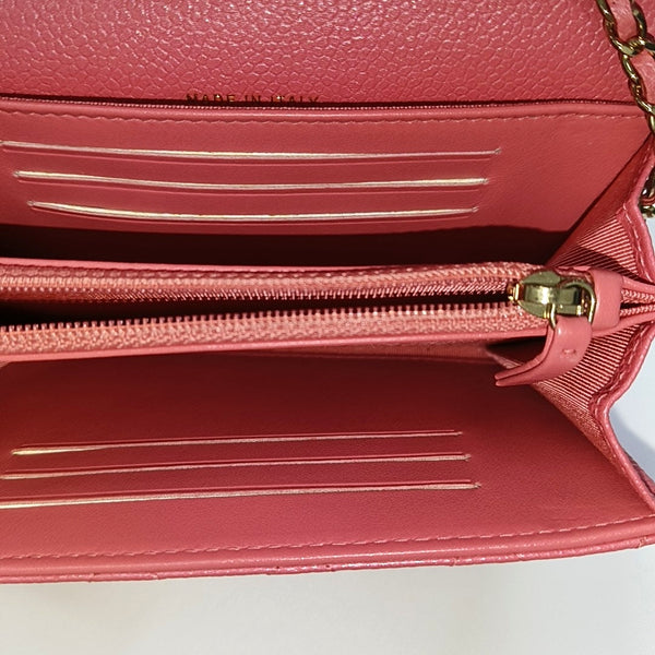 Quilted Grained Calfskin Shoulder Bag Pink